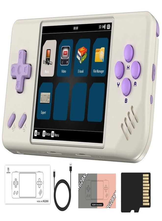 Voacle RG28XX Retro Handheld Game with Linux System, 2.83 Inch IPS Screen Built-in 64G TF Card 5516 Games Support Multimedia Application and TV Output(Beige White) - Image 1