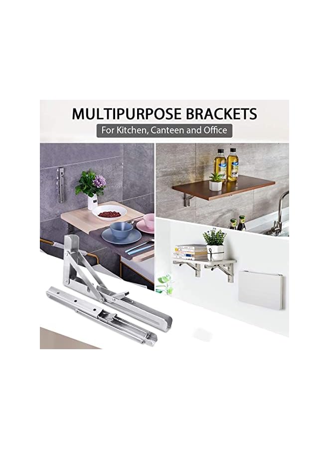 The Bros حامل الرف القابل للطي من بروس 18 بوصة، 2 قطعة من الفولاذ المقاوم للصدأ الثقيل 304، حامل مثلث - Image 5