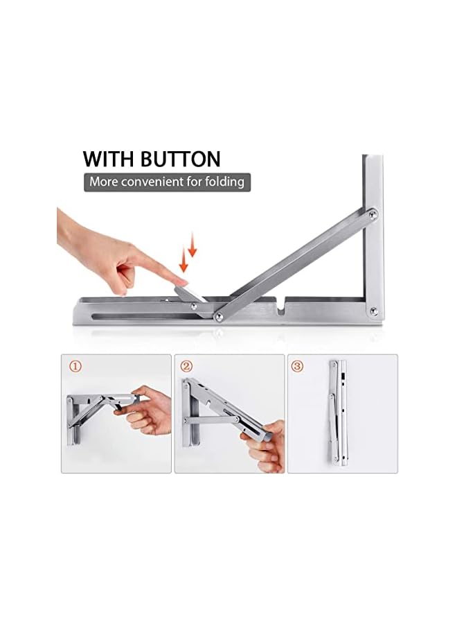 The Bros حامل الرف القابل للطي من بروس 18 بوصة، 2 قطعة من الفولاذ المقاوم للصدأ الثقيل 304، حامل مثلث - Image 4