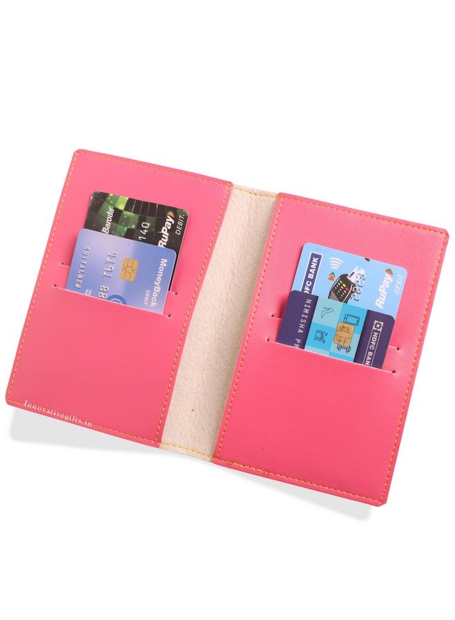 Innovative Gifts Men's Personalized Passport Cover Holder I Customized PU Leather Travel Accessories Organizer with Name & Charm I Unique Gift for Birthday Anniversary Men Boy Love Husband - Pink - Image 3