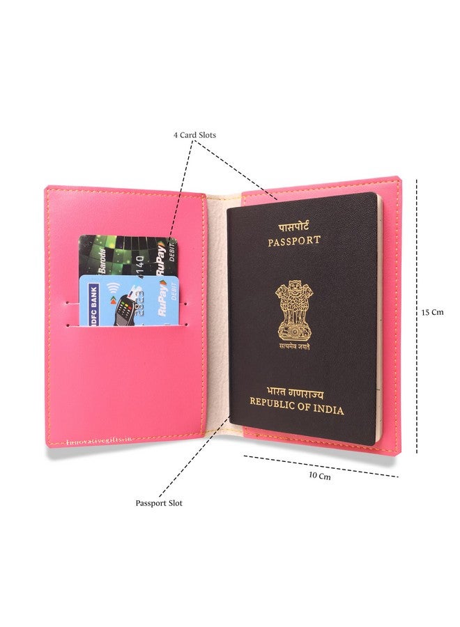 Innovative Gifts Men's Personalized Passport Cover Holder I Customized PU Leather Travel Accessories Organizer with Name & Charm I Unique Gift for Birthday Anniversary Men Boy Love Husband - Pink - Image 2