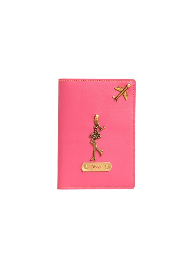 Innovative Gifts Men's Personalized Passport Cover Holder I Customized PU Leather Travel Accessories Organizer with Name & Charm I Unique Gift for Birthday Anniversary Men Boy Love Husband - Pink - Image 1