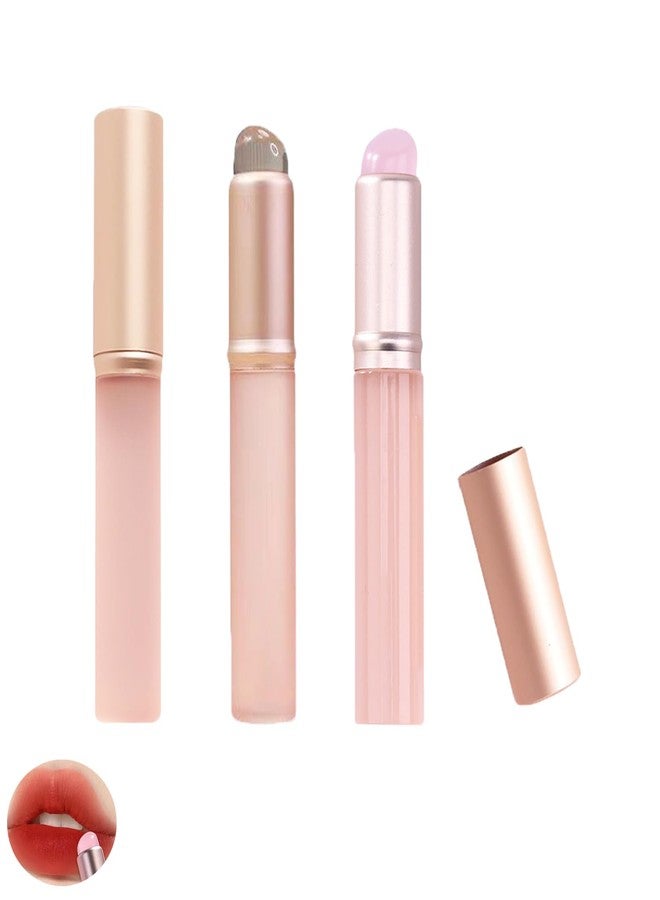 UtySty 3 Pack Silicone Lip Brush Applicator Reusable Nail Art Smudge Brushes for Chrome Powder Lip Mask Balm Pat Ombre Gel Lipstick Concealer Eyeshadow Girls Women Makeup Cosmetic Tool - Image 1