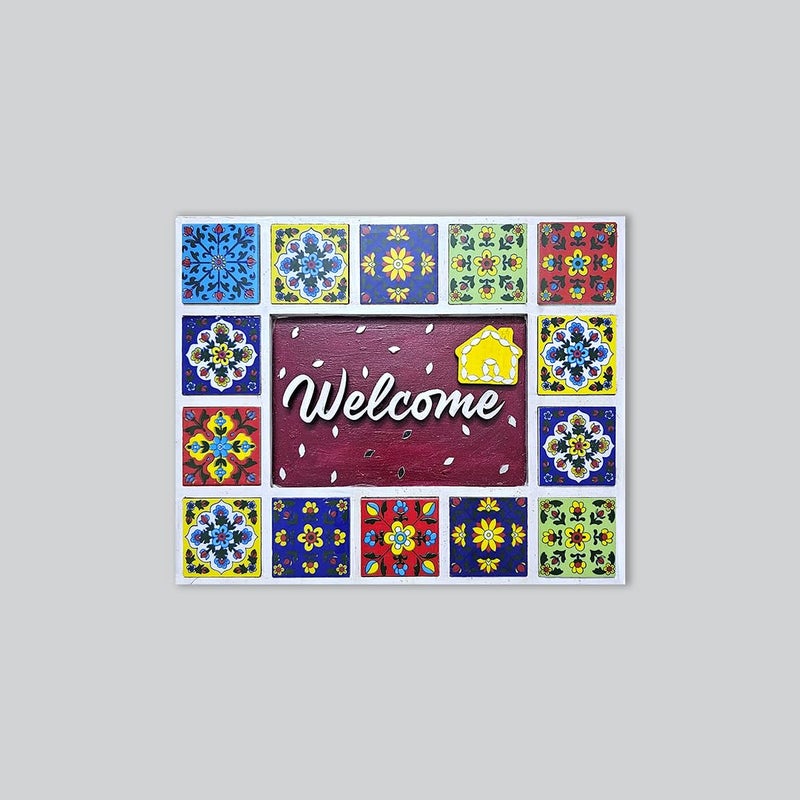 Noblenest Handmade Welcome Wall Plate Wall Hanging Decorative for Door Decoration 9 Inch Red Welcome Sign Board for Door Entrance Wall Decor for Office Hanging Decorative Items Wall Arts - Image 2