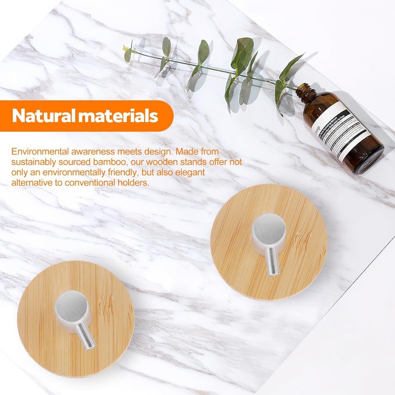 4 Pack Wooden Wall Hooks Self Adhesive Coat Hooks for Hanging Towels Keys - Image 5