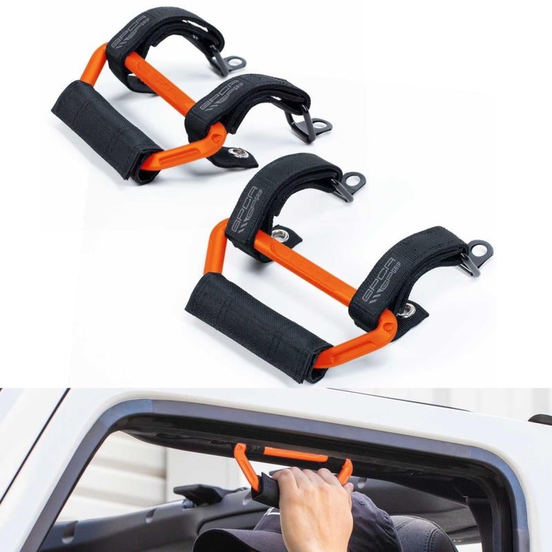 GPCA GP Grip Air Grab Handles Designed for 2024 Jeep Wrangler JL 4xe Gladiator wAirbag Compatible  AeroGrade Aluminum Patented Foldable Design Easy Installation  2 Packs Grabber Orange