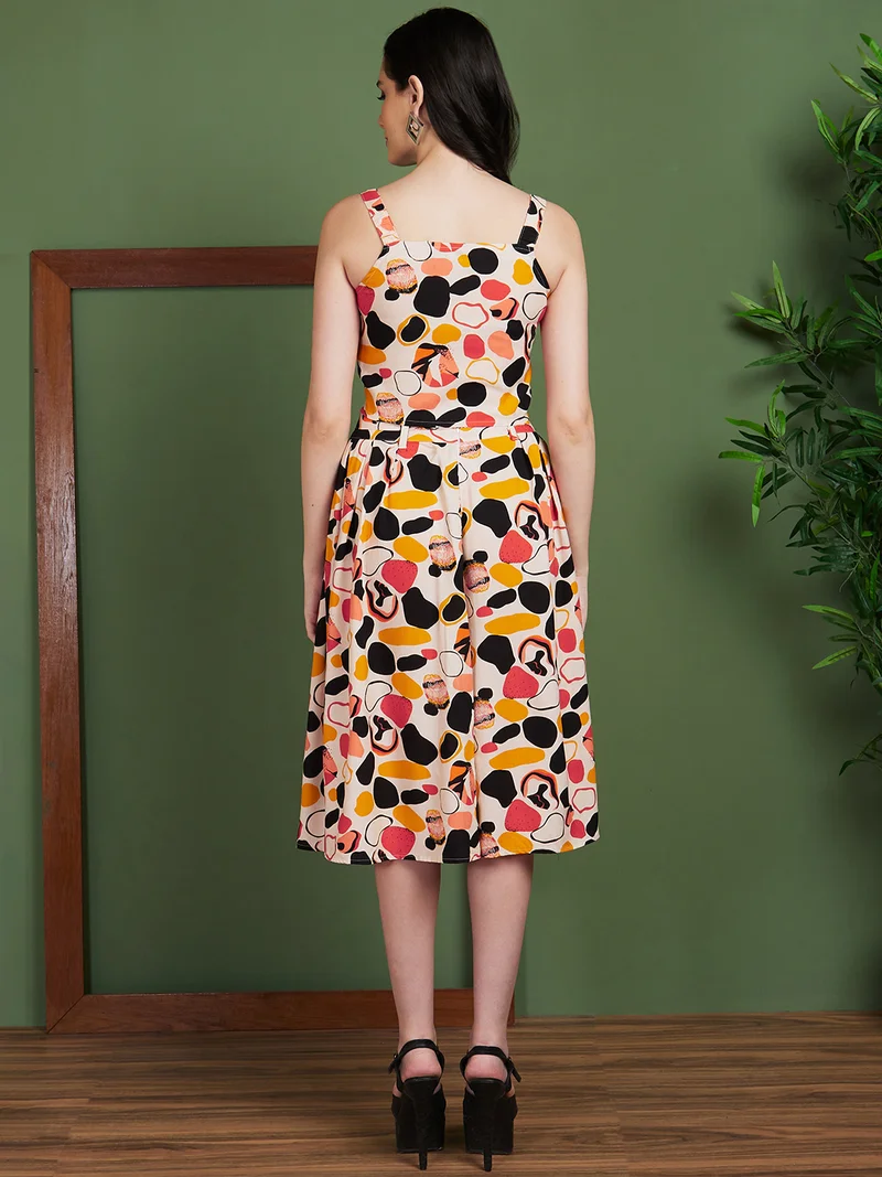 globus Women Printed Co-Ord Set With Strappy Top & Pleated Skirt