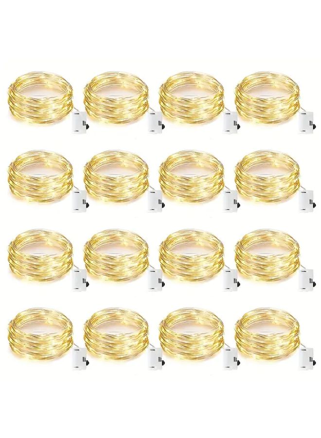 16 Pack 2M Warm White LED Fairy Lights 3 Modes For Indoor Wedding Party Decor - Image 1
