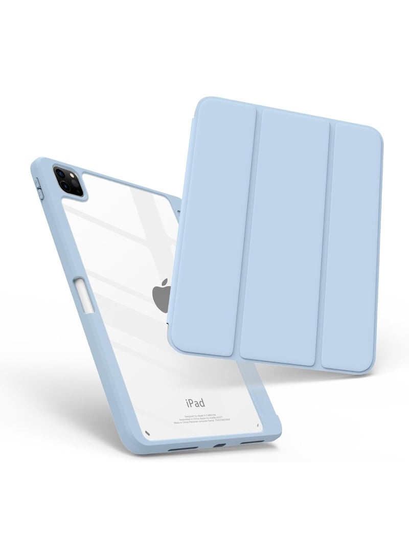 EVO Compatible with iPad Air 11 inch Case (M3/M2) 2025/2024, for iPad Air 7th/6th/5th/4th Generation, 11/10.9 Inch with Pencil Holder, Slim Smart Cover with Clear Back Shell, Sky Blue - Image 1