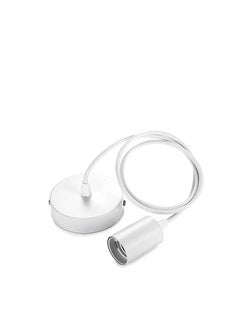 Y&D Ceiling Pendant & Lamp Holder - Rose Light E27 Bulbs Fitting Set with Braided Fabric Cable White 