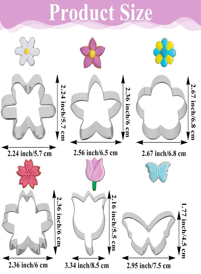 Thrymme 6PCS Flower Cookie Cutters, 3 Inch Stainless Steel Cookie Cutter Set with Daisy, Tulip & Butterfly Shapes, Baking Tools for Sugar Cookies, DIY Homemade Desserts (Assorted Designs) - Image 2