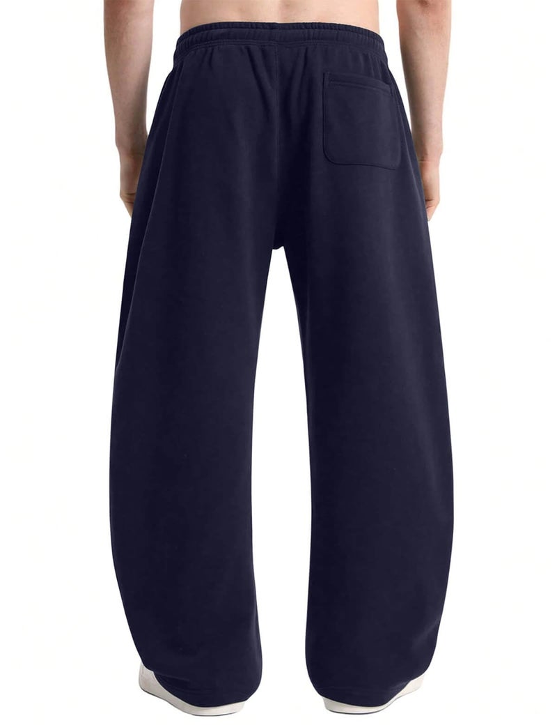 HeSaYep Men's Baggy Sweatpants Barrel Open Bottom Workout Fleece Sweat Pants Loose Casual Active Joggers Pants with Pockets Navy Blue XL - Image 2
