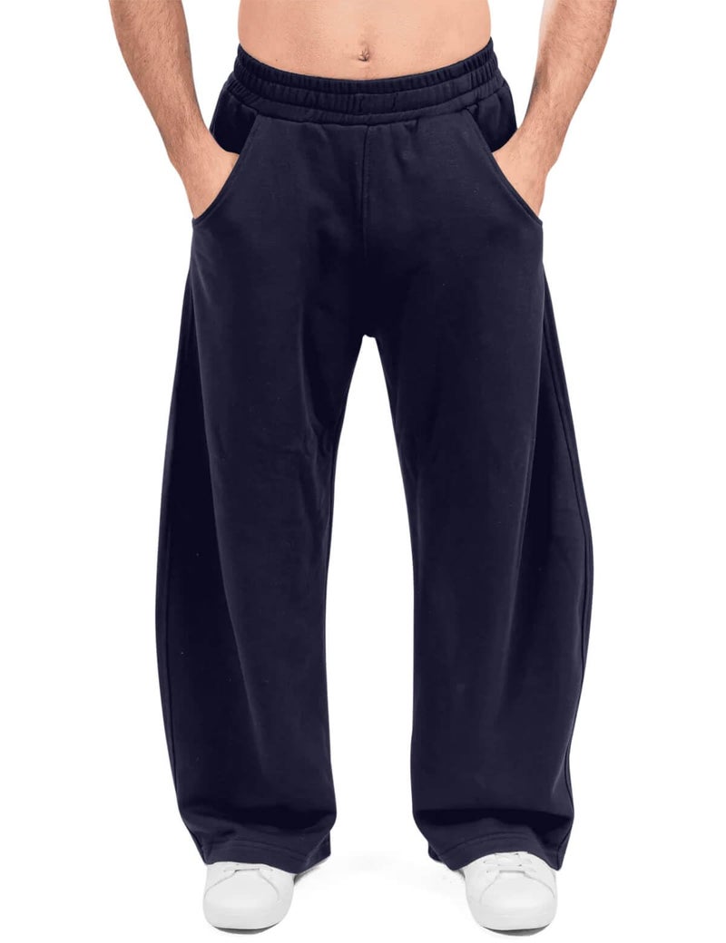 HeSaYep Men's Baggy Sweatpants Barrel Open Bottom Workout Fleece Sweat Pants Loose Casual Active Joggers Pants with Pockets Navy Blue XL - Image 1