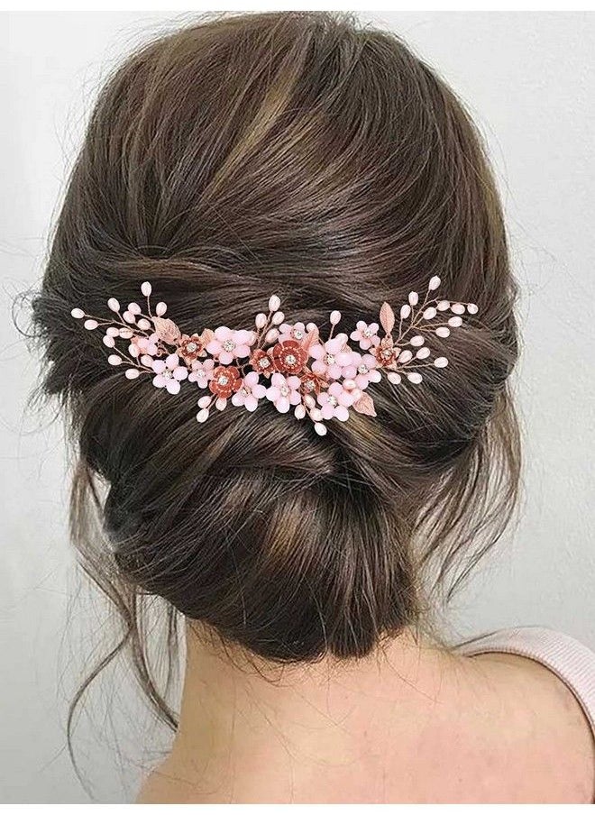 GORAIS - Opal Bride Wedding Hair Vine Rose Gold Pearl Bridal Hair Piece Flower Beaded Hair Accessories For Women And Girls - Image 1