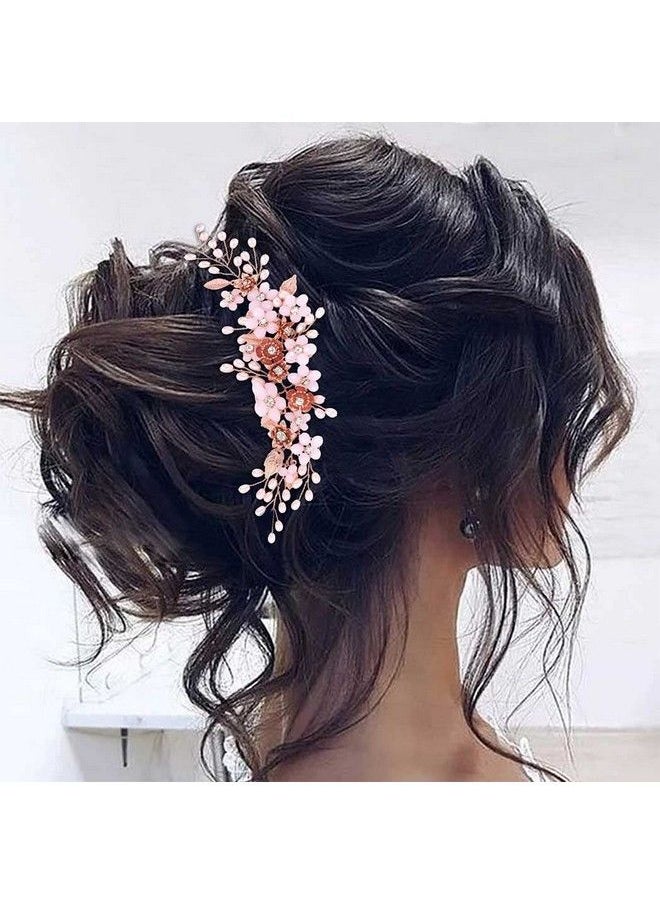 GORAIS - Opal Bride Wedding Hair Vine Rose Gold Pearl Bridal Hair Piece Flower Beaded Hair Accessories For Women And Girls - Image 1