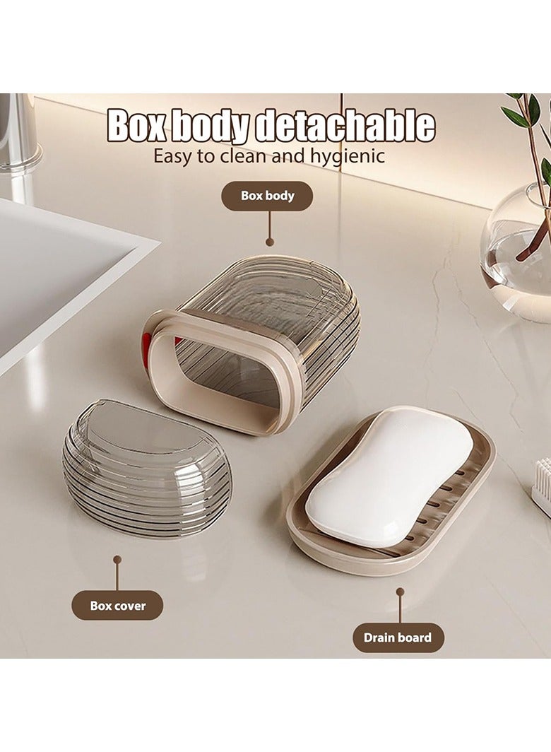 2 Pcs Travel Soap Case, Leakproof Bar Soap Holder with Lid, Portable Sealed Soap Box with Drainage Tray, Detachable Soap Dish for Bathroom Gym Camping Vacation  - Image 2
