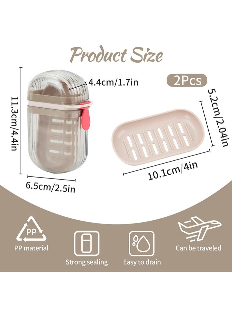 2 Pcs Travel Soap Case, Leakproof Bar Soap Holder with Lid, Portable Sealed Soap Box with Drainage Tray, Detachable Soap Dish for Bathroom Gym Camping Vacation  - Image 4