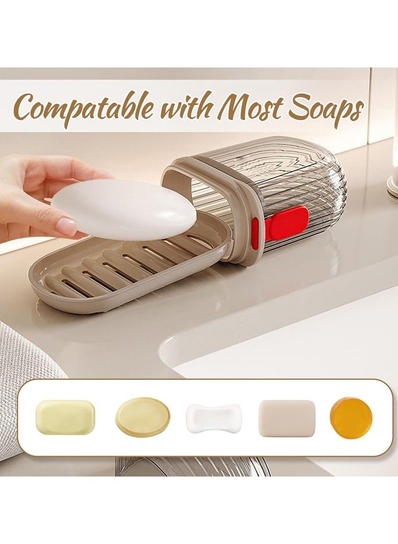 2 Pcs Travel Soap Case, Leakproof Bar Soap Holder with Lid, Portable Sealed Soap Box with Drainage Tray, Detachable Soap Dish for Bathroom Gym Camping Vacation  - Image 3