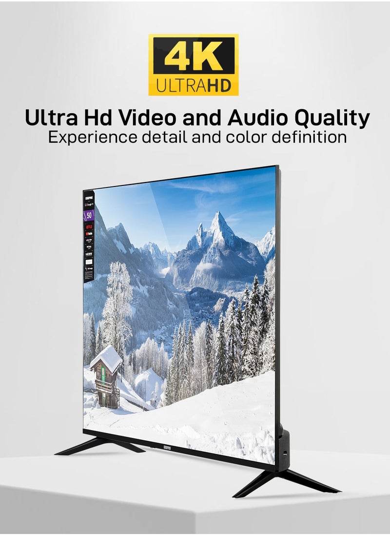GEEPAS 55'' 4K UHD, Google, Smart LED TV With Remote Control, Wall Mount Bracket, 2 USB & 4 HDMI Port, HDMI, USB, Bluetooth, WIFI, Screen Sharing, 16.9 Aspect Ration, Wide Color Enhancer, Eco Efficiency  - Image 5