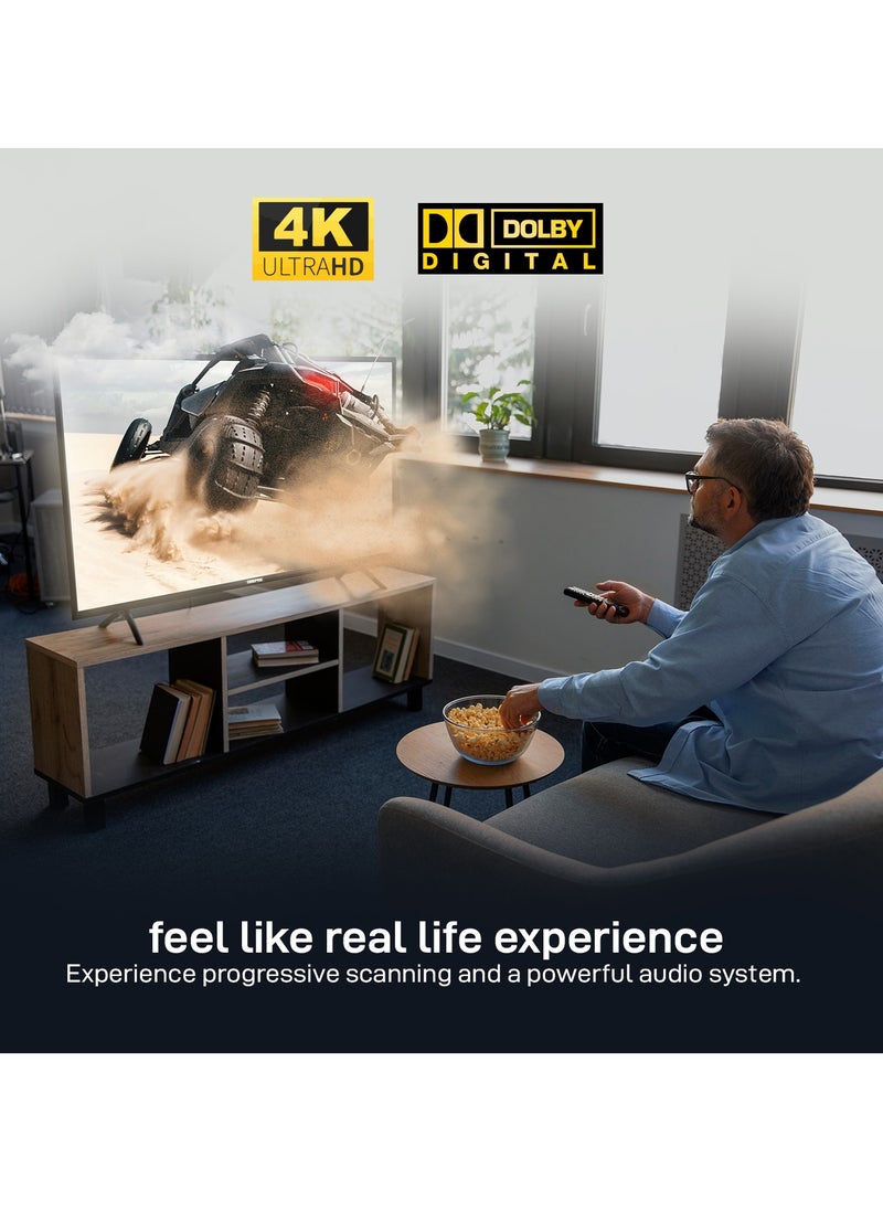 GEEPAS 55'' 4K UHD, Google, Smart LED TV With Remote Control, Wall Mount Bracket, 2 USB & 4 HDMI Port, HDMI, USB, Bluetooth, WIFI, Screen Sharing, 16.9 Aspect Ration, Wide Color Enhancer, Eco Efficiency  - Image 3