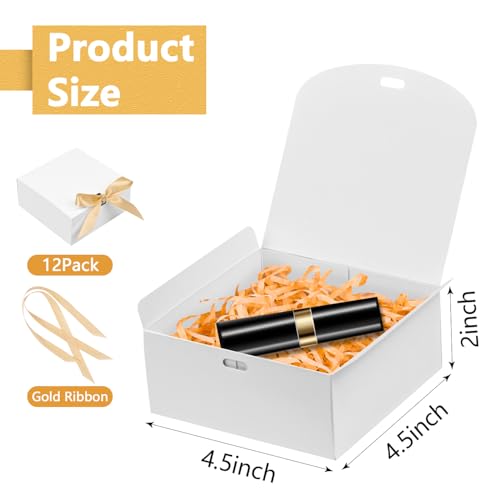 WLUSEAXI 12pack Small Gift Boxes with Lids for Presents 45x45x2 Black Gift Boxes with Ribbons Party Boxes for Packaging Wedding Present Birthday Holiday Galentines Day - Image 3