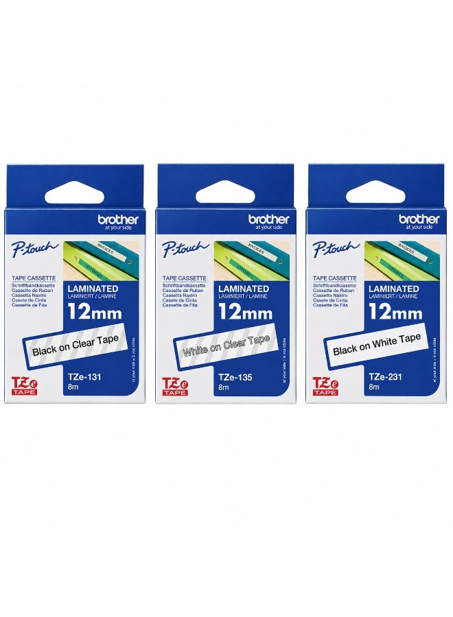 بروذر Brother P-touch TZe Label Tape 3-Pack – TZe-131, TZe-135 & TZe-231 – Original Labeling Cartridges - Image 1
