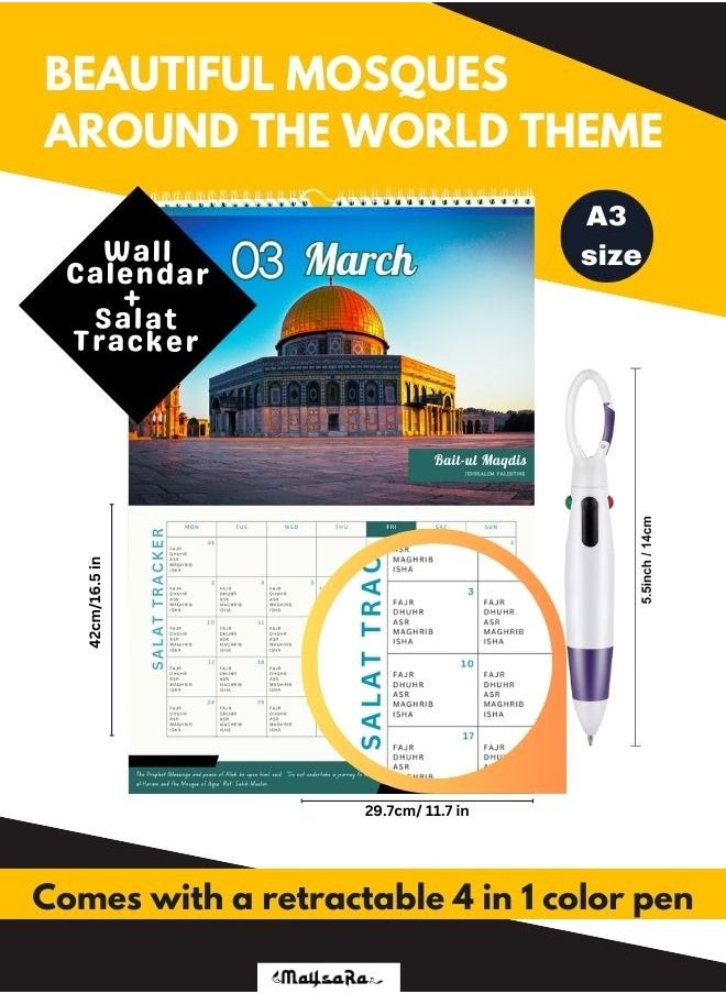 Generic Salah Tracker ( Prayer Tracker ) and Islamic Wall Calendar for kids and adults  - Image 1