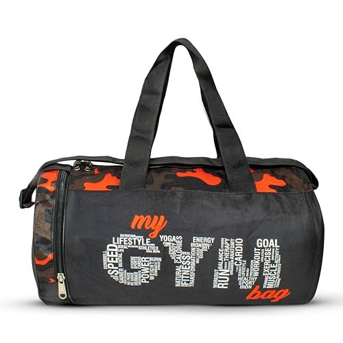 GREYTEN Gym Bag for Men & Women, Small Duffel Bag for Sports, Gyms, Duffel Bag Gym Bag, Polyester Sports Duffle/Shoulder/Gym Bag for Tennis, Dance, Golf, Football, Crossfit & Swimming (Camo Orange) - Image 1