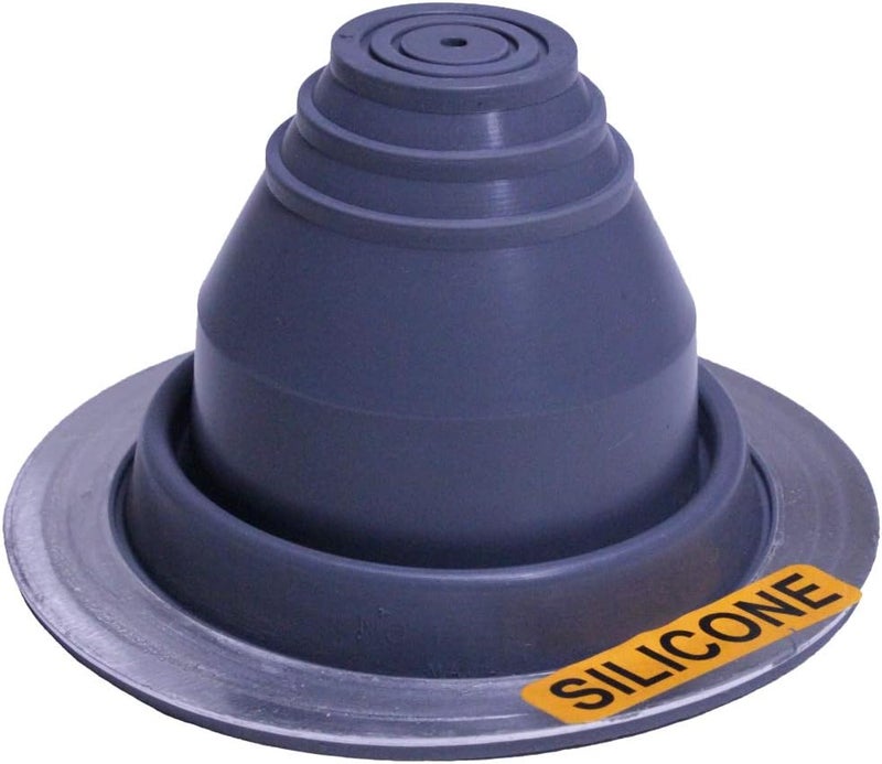 Flashers #1 Silicone Grey High Temp Round Flexible Roof Jack Pipe Boot Metal Roofing Pipe Flashing (Pipe OD 1/4" to 2") - 100% Made in The USA - Image 1