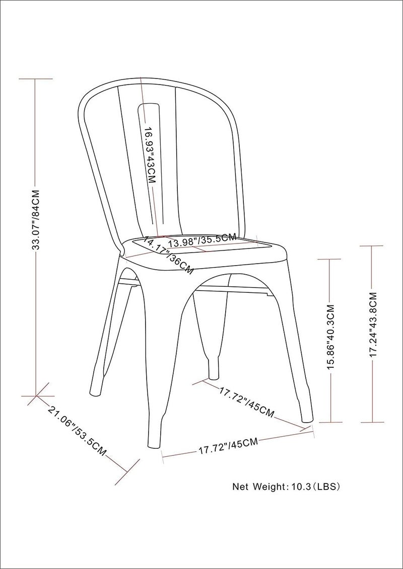 LANNY Industrial Modern Metal Chair Stackable Indoor and Outdoor Home, Kitchen, Dining Room, Restaurant Cafe Chair (BLACK) - Image 3