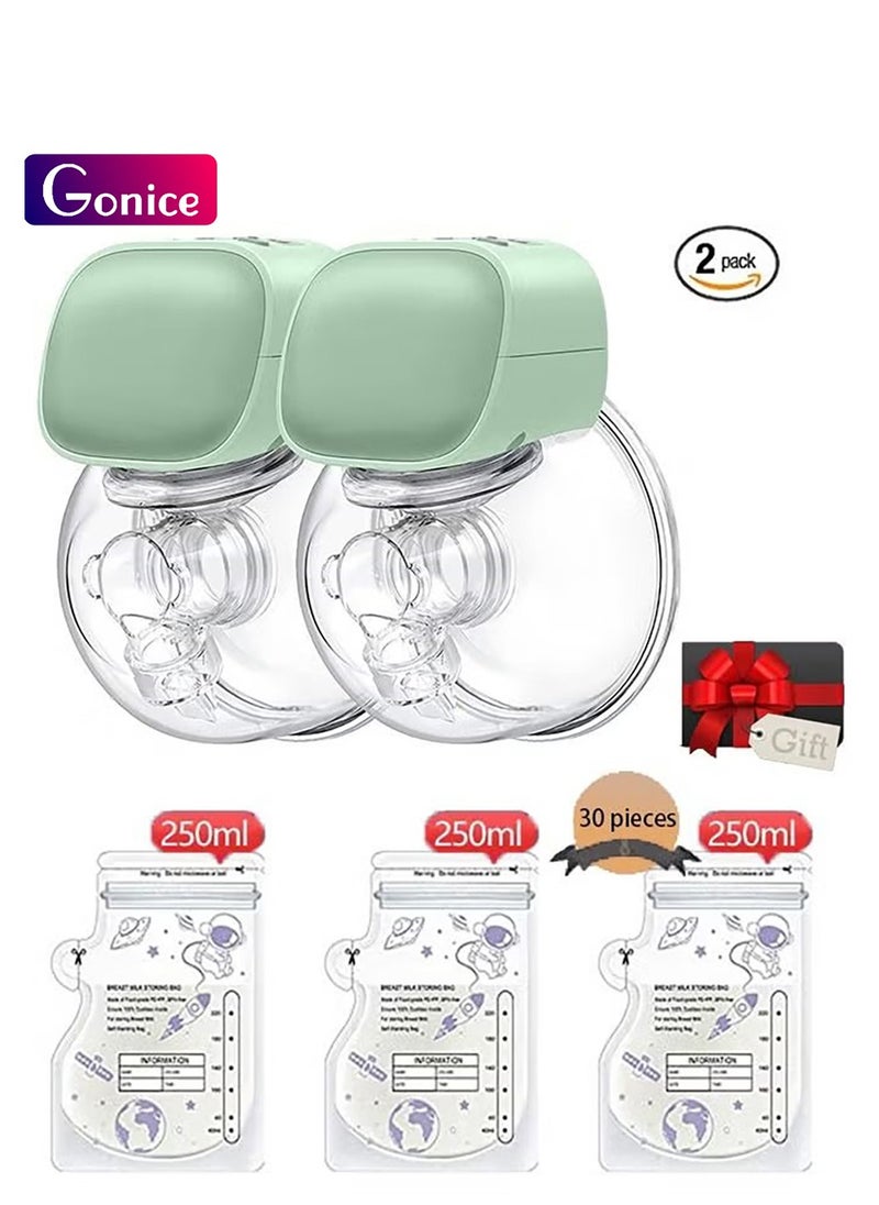 Gonice - Double Wearable Breast Pump, Hands-Free Breast Pump, Portable Electric Breast Pump with 2 Mode & 5 Levels, Painless Breastfeeding Breastpump - Image 1