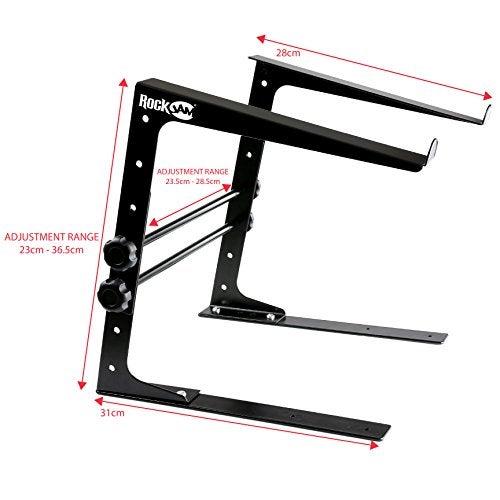 RockJam Portable DJ Laptop Stand with Adjustable Height, Anti-Slip Design, Works For Laptops, Controllers & CD Players - Image 2