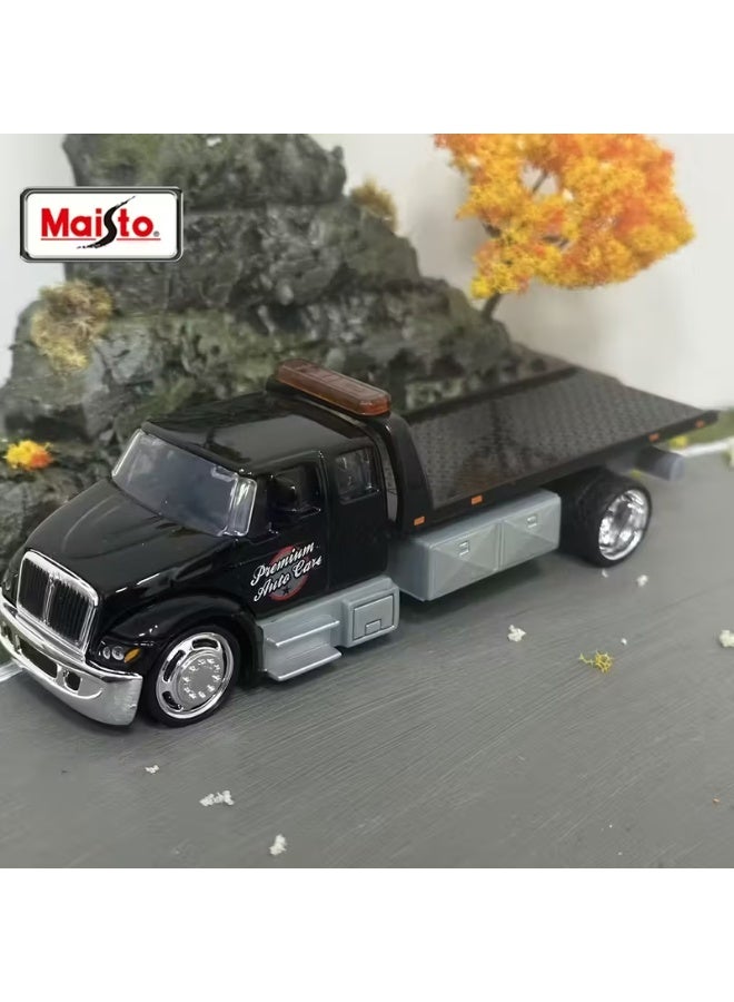 مايستو 1:64 scale model car, black flatbed trailer and black Mercedes 190E sports car carrier. Both cars are realistic and realistic in their exterior details. A beautiful looking car from the beautiful car models. You can play or decorate rooms, offices, living rooms, cafes, or on shelves for display. It is also suitable for car lovers and collectors. It is also suitable for professional photographers and advertising photographers to use as a background, or for professionals in making home models and merging them with the model, or adding them inside a transparent acrylic box and gifting it to your loved ones, parents or children, or as a gift for someone who drives the same car - Image 5