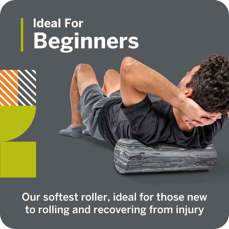 TRIGGERPOINT Foundation Roller - Premium EVA Foam Muscle Recovery and Flexibility Roller, Soft Compression for Injury Prevention, Travel-Friendly, Ideal for Athletes, Black/Grey, 12" - Image 2