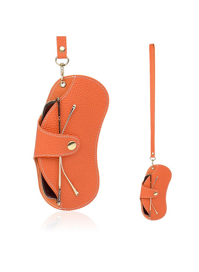 O Ozone Portable Soft Genuine Leather Glasses Case Slim Travel Sunglasses Pouch Outdoor Carrying Organizer Eyeglass Bags with Wrist Strap Reading Glasses Case for Men Women - Orange  - Image 1