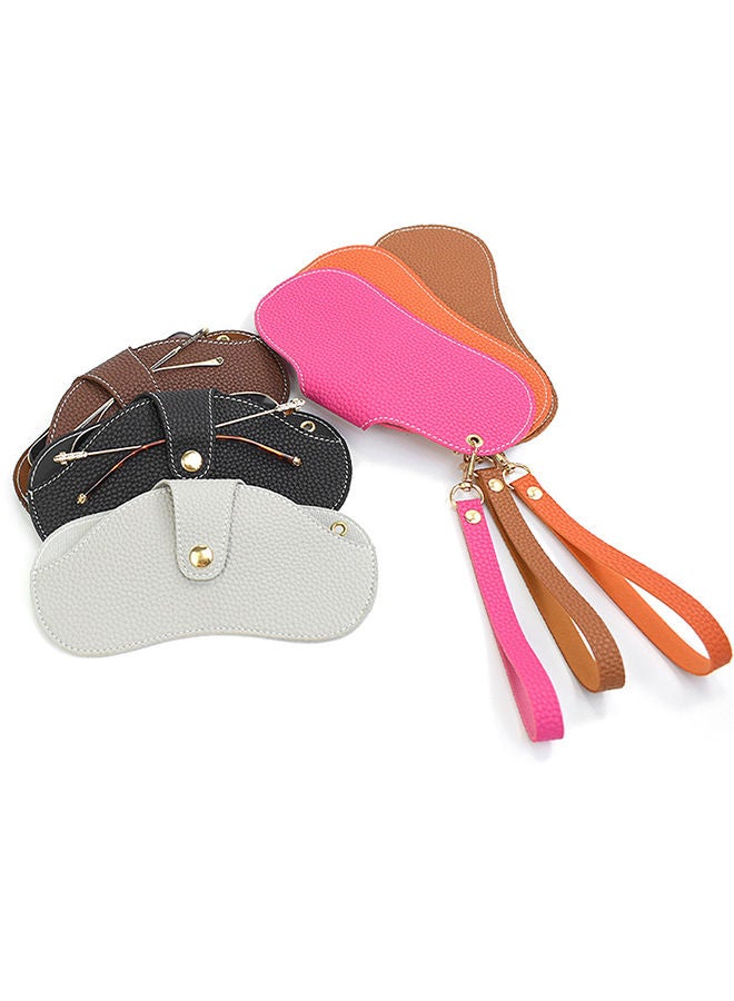 O Ozone Portable Soft Genuine Leather Glasses Case Slim Travel Sunglasses Pouch Outdoor Carrying Organizer Eyeglass Bags with Wrist Strap Reading Glasses Case for Men Women - Orange  - Image 5