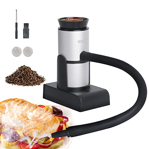 BORUIT BORUIT Smoking Gun Cocktail Smoker Gun Includes Wood Chips and AccessoriesPortable Drink SmokerIndoor Food Smoker Infuser Kit for CocktailsMeatBBQCheeseVeggies  Sous VideSilver 