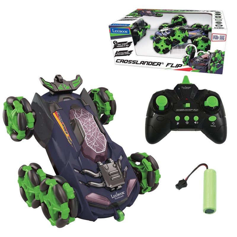 LEXiBOOK Crosslander Flip Remote Control car up to 8kmh 360 Figure Sound and Light Effects Smoke Jet 6 Wheels Rechargeable RC45 - Image 2