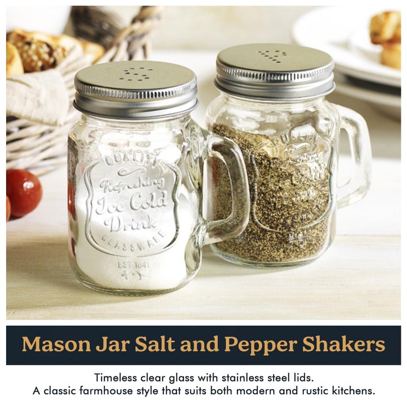 MosJos Salt and Pepper Shakers Set â€“ Mason Jar Salt and Pepper Shakers with Stainless Steel Lids & Handles, Clear Glass Farmhouse Kitchen Decor, BPA Free, 5 oz Each, Perfect Pour for Home & Restaurant Use - Image 5
