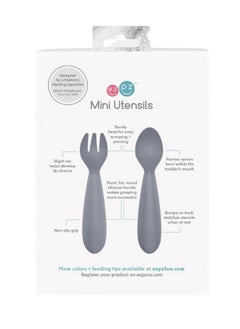 ezpz Baby Mini Fork And Spoon Set, Kids Cutlery Set With Case - 12M+ - Sienna  - Image 4