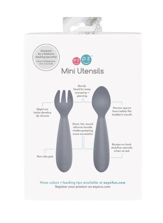 ezpz Baby Mini Fork And Spoon Set, Kids Cutlery Set With Case - 12M+ - Sienna - Image 4