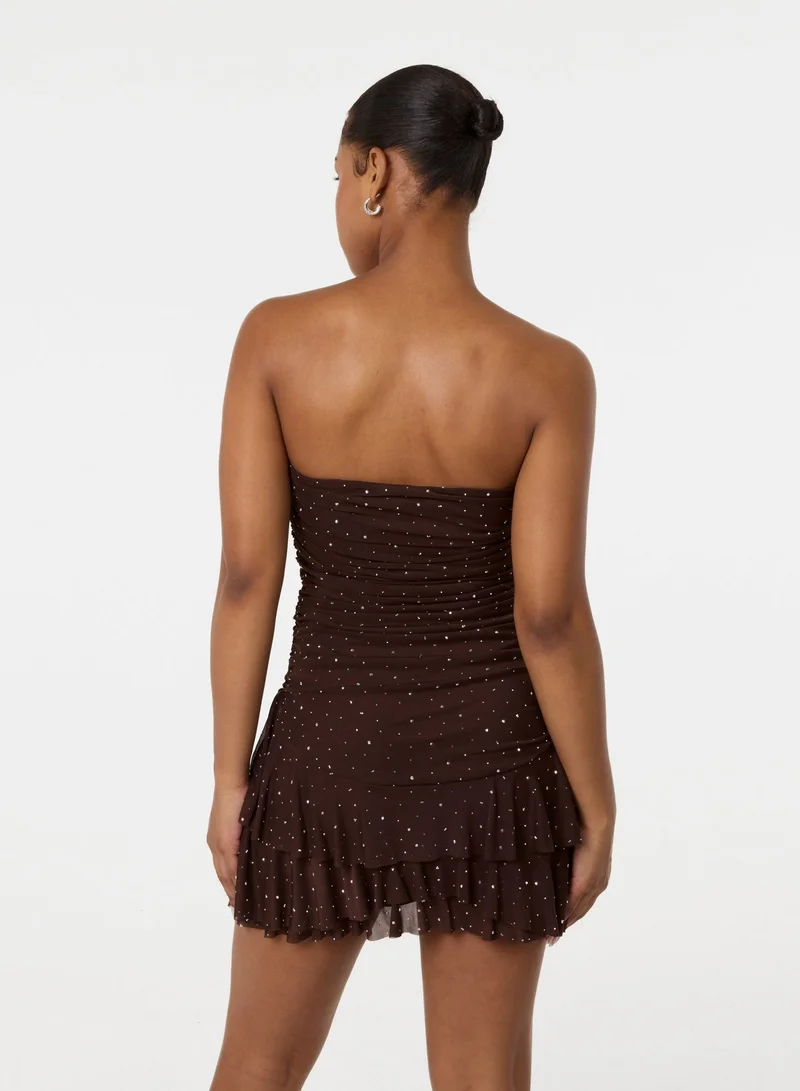 Pink Vanilla Diamante Ruffle Mini Dress