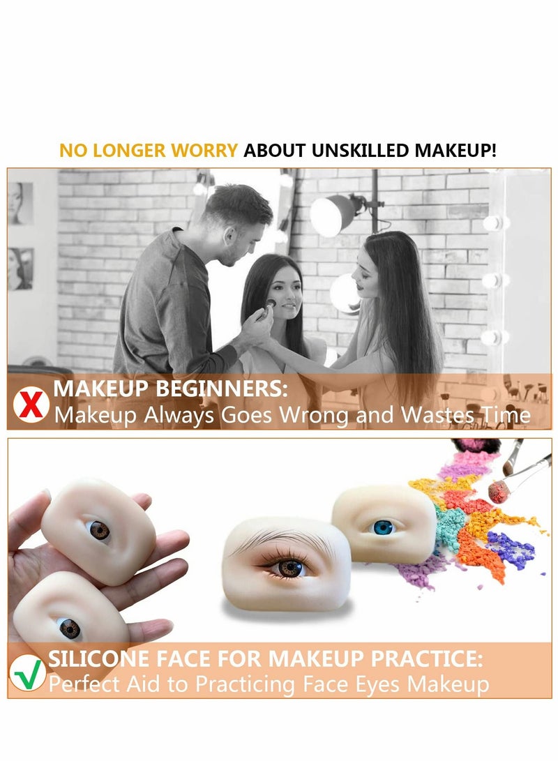 Excefore Make Up Practice Face, 5d Makeup Board Silicone Eyes for Suitable Eyeshadow - Image 4