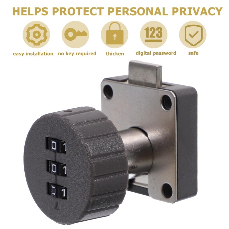 Gray Round Surface Combination Cabinet Lock 3 Digit Password Drawer Lock Childproof - Image 4