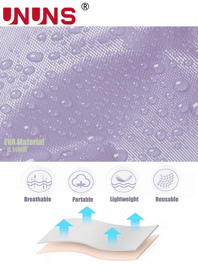 UNUNS Kids Raincoat,2 Pcs Kids Waterproof Thick Rain Ponchos For Kids,Reusable Emergency Rain Coats For Boys Girls,Kids Snow Rainwear Jacket with Hood and Drawstring,Portable EVA Rain Jacket,Lavender - Image 3