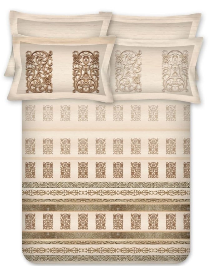 URBAN LIVING 400 TC KING SIZE BEDSHEET DIGITALLY PRINTED PREMIUM COLLECTION 274CM X 274CM WITH 4 PILLOW COVERS - 7521