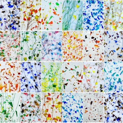ILLUCKAI 24 Sheets Floral Patterned Stained Glass Sheet Variety Pack, 4 X 6 inch Cathedral Art Glass for Stained Glass Window, Stained Glass Supplies for Glass Projects and Mosaic Crafts - Image 1