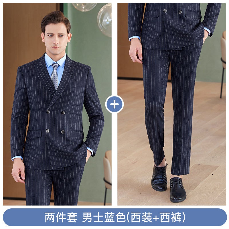 High-End Fashion New Striped Men'S And Women'S Same Suit Suit Sales Work Clothes Business Professional Suit Suit - Image 1