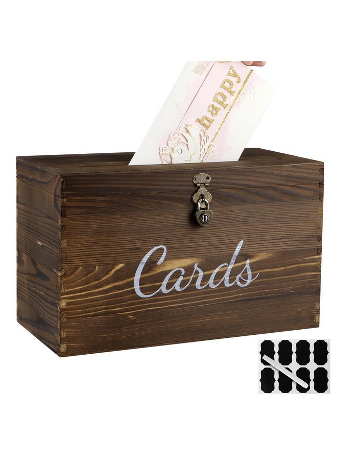 MDLUU Wood Wedding Card Box, Rustic Wedding Money Case with Lock, Envelope Holder Card Receiving Box for Wedding, Reception, Birthday Party (Brown) - Image 1