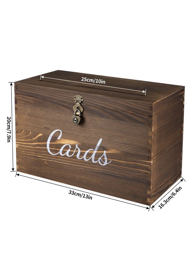 MDLUU Wood Wedding Card Box, Rustic Wedding Money Case with Lock, Envelope Holder Card Receiving Box for Wedding, Reception, Birthday Party (Brown) - Image 3